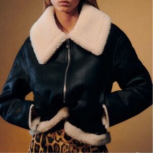 Mango Shearling Collar Jacket